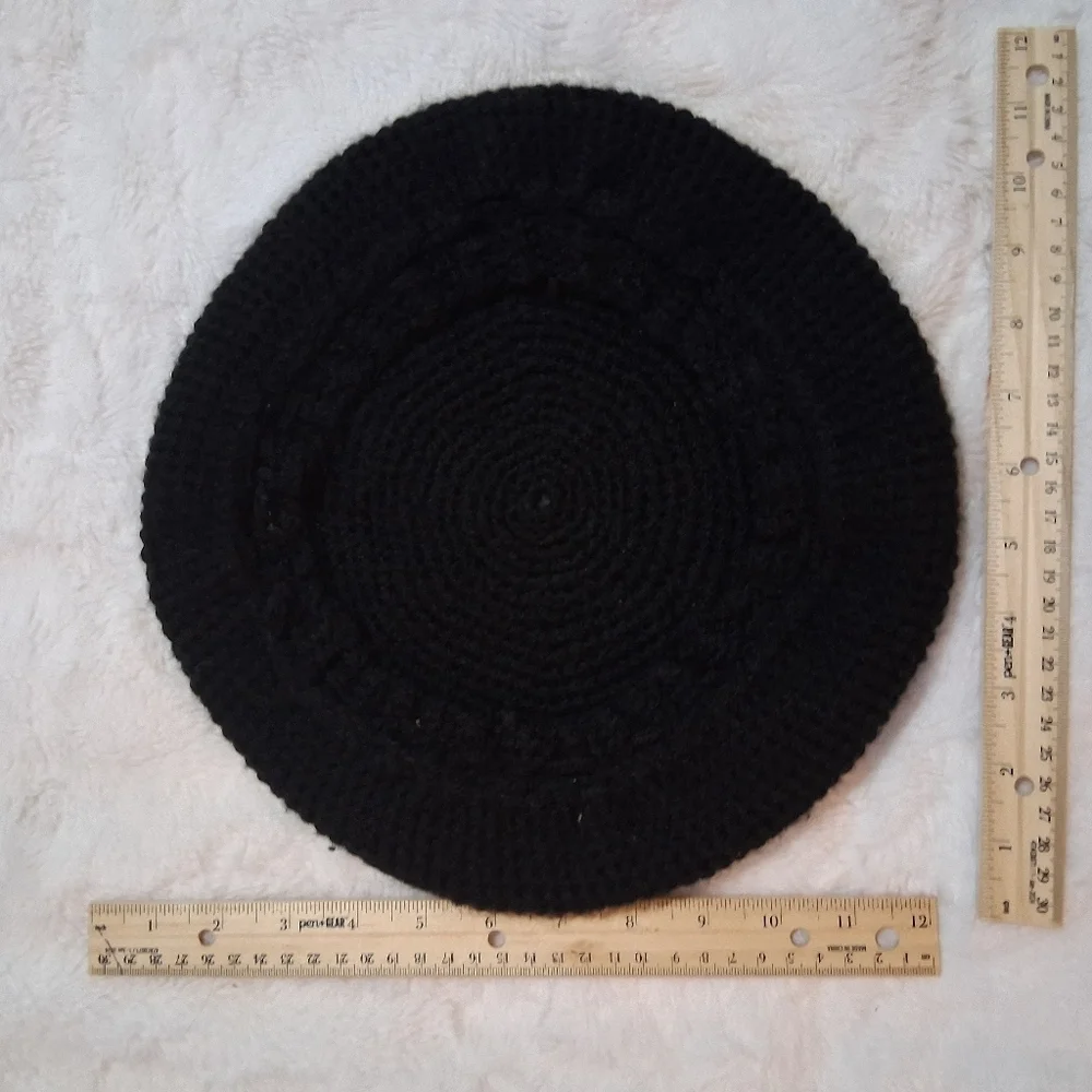 Black Crochet Beret